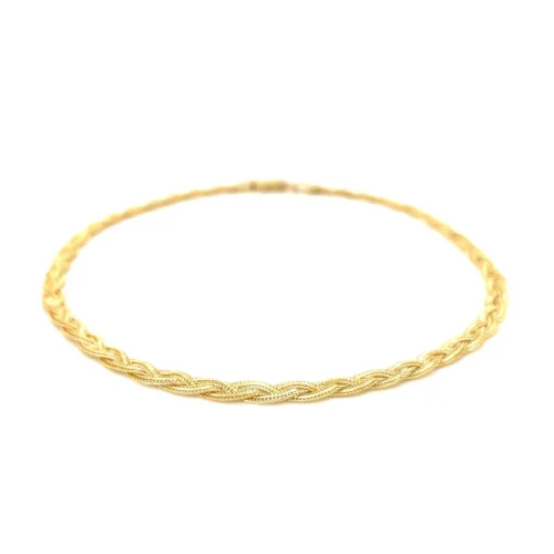 3.5mm 14k Yellow Gold Braided Bracelet - Image 5