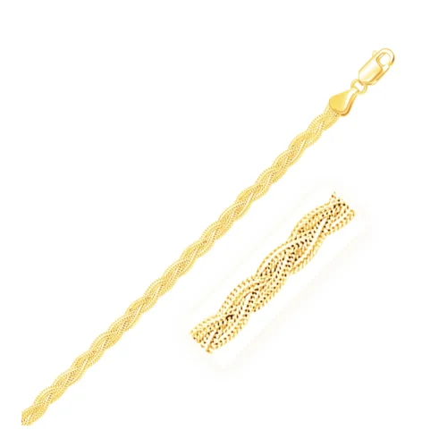 3.5mm 14k Yellow Gold Braided Bracelet - Image 7