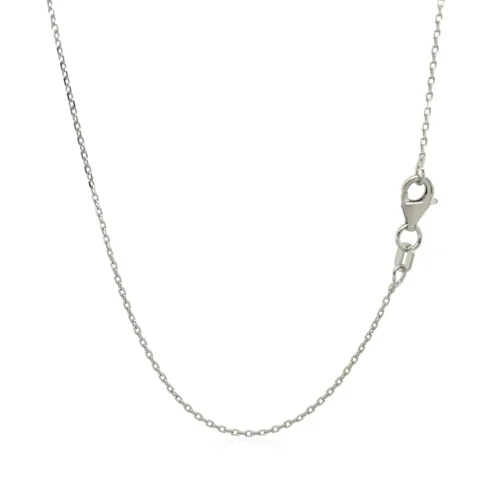 14k White Diamond Cut Cable Link Chain 0.8mm - Image 13