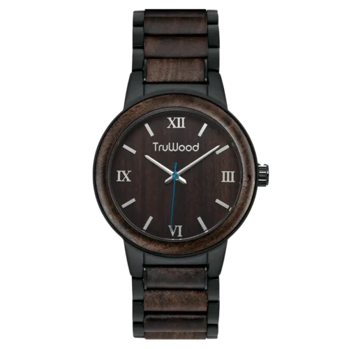 Noir - Casually Elegant Stainless Steel Watch with Black Sandalwood Bezel and Dial Face
