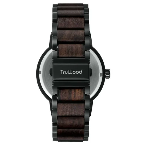 Noir - Casually Elegant Stainless Steel Watch with Black Sandalwood Bezel and Dial Face - Image 3
