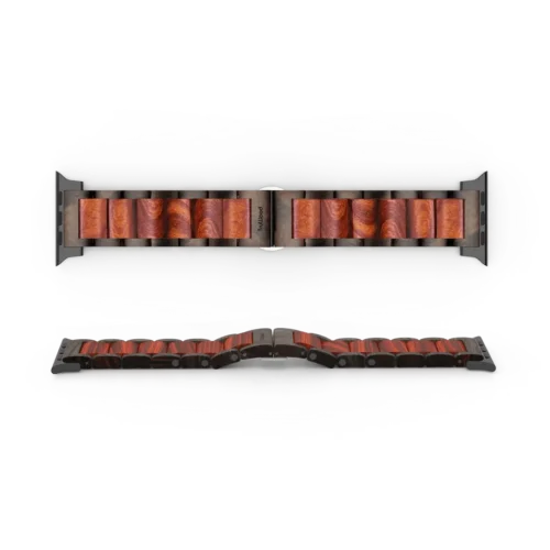 Everyday Band - Red | Natural Two Tone Wood Apple Watch Band - Image 2