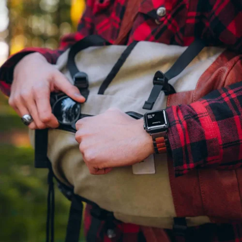 Everyday Band - Red | Natural Two Tone Wood Apple Watch Band - Image 3