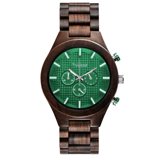 TruWood Ranger - Modern Watch with Green Chronograph Dial