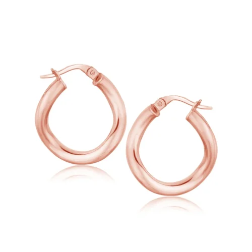 14k Rose Gold Italian Twist Hoop Earrings (5/8 inch Diameter) - Image 2