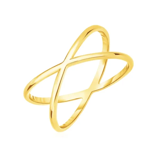 14k Yellow Gold Polished X Profile Ring - Image 3