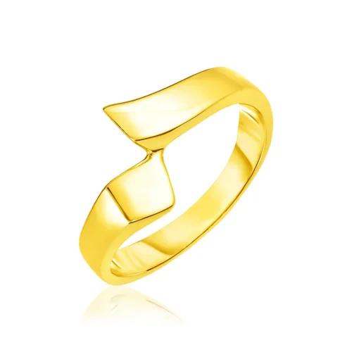 Elegant 14k Yellow Gold Polished Crossover Style Ring - Size 7