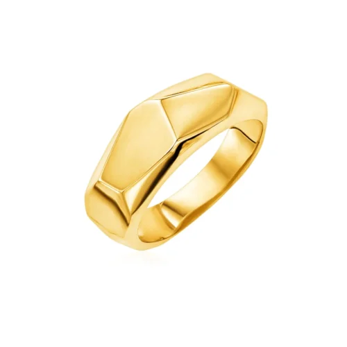 14k Yellow Gold Hammered Texture Ring - Image 2