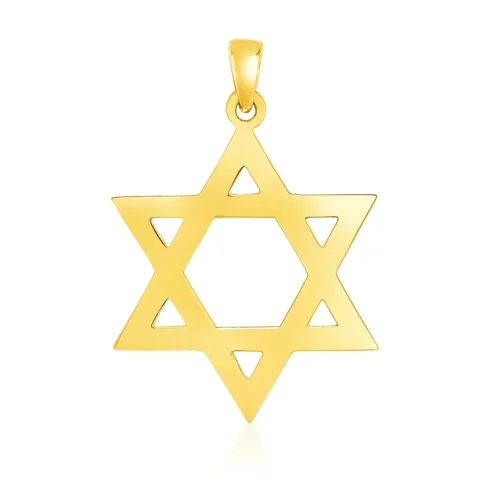 Elegant 14k Yellow Gold Polished Star of David Pendant - Express Your Faith
