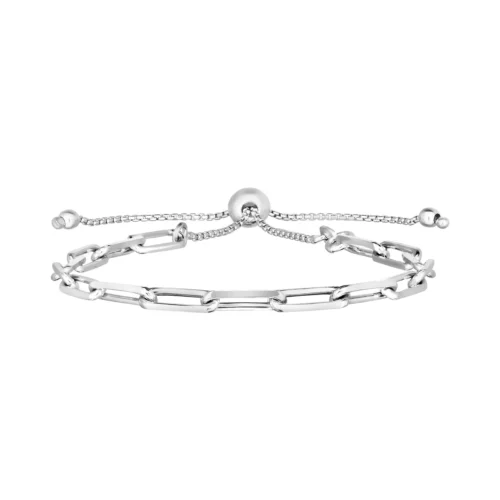 Elegant Sterling Silver Paperclip Chain Adjustable Bracelet - 925 Sterling, Versatile & Stylish