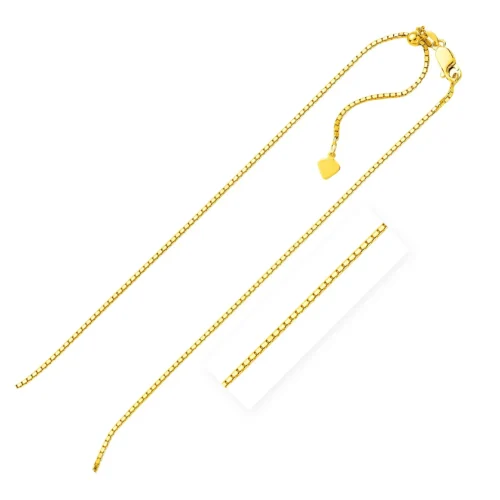 Sterling Silver Yellow Finish 1.4mm Adjustable Box Chain with Heart Dangle Accent, 22 Inch