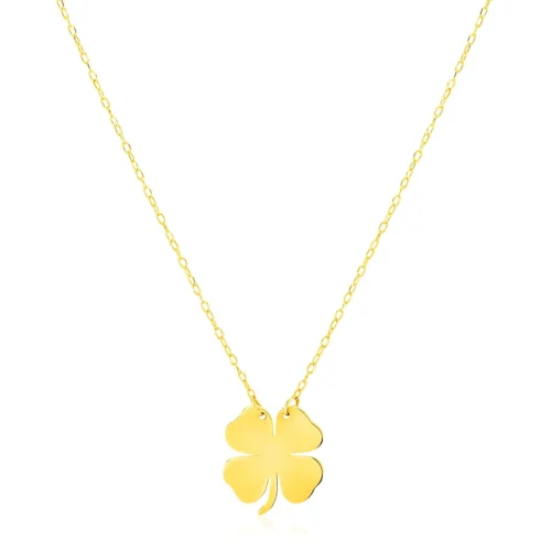 14K Yellow Gold Four Leaf Clover Necklace Elegant Symbol of Luck and Fortune