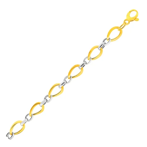 Twisted Oval Chain Bracelet in 14k Two Tone Gold - Elegant and Modern Jewelry