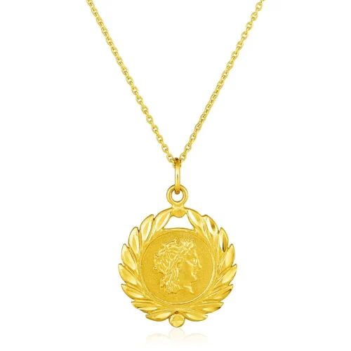 14k Yellow Gold with Roman Coin Pendant - Image 2