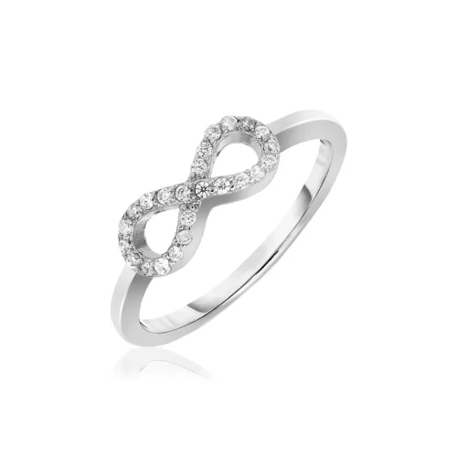 Elegant Sterling Silver Infinity Symbol Ring with Sparkling Cubic Zirconias - Image 2