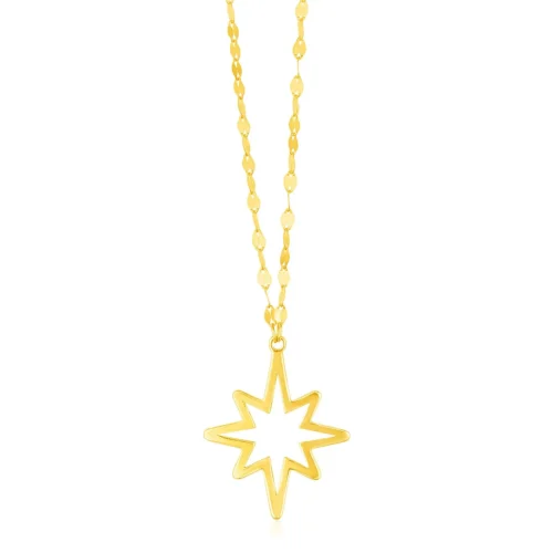 Elegant 14k Yellow Gold Necklace with North Star Pendant - 18 Inches - Image 2