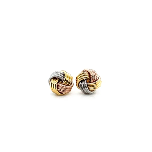 Love Knot Post Earrings in 14k Tri Color Gold - Elegant and Timeless - Image 3