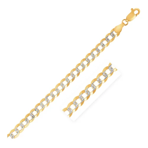 3.6mm 14k Two Tone Gold Pave Curb Bracelet - Image 2