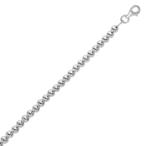 Sterling Silver Rhodium Plated Bracelet with a Polished Bead Motif (8mm) - Image 2