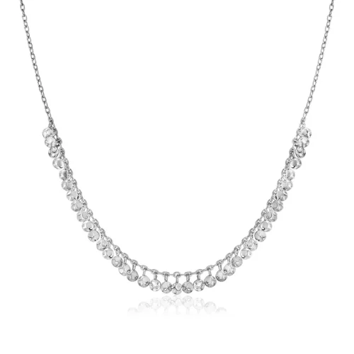 Sterling Silver 16 inch Necklace with Textured Beads - Image 2