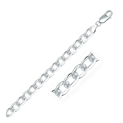 Rhodium Plated 7.9mm Sterling Silver Curb Style Chain - Image 4