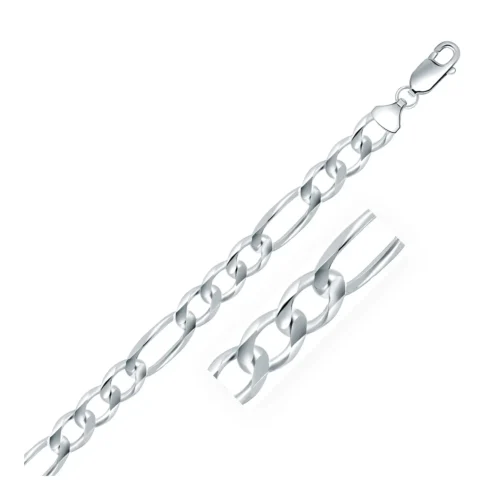 Rhodium Plated 8.8mm Sterling Silver Figaro Style Chain - Image 2