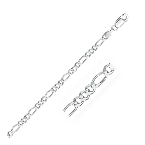 3.8mm 14k White Gold Solid Figaro Bracelet - Elegant & Durable Jewelry