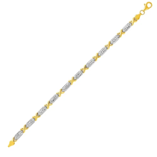 14k TwoToned Yellow and White Gold Double S Pattern Bracelet - Image 2