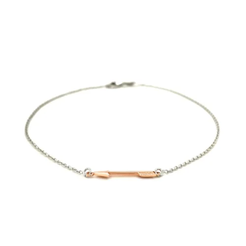 Sterling Silver Anklet with Rose Toned Arrow - Image 2