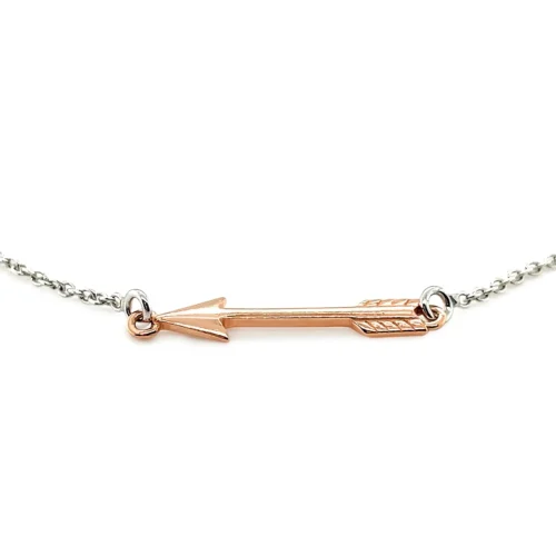 Sterling Silver Anklet with Rose Toned Arrow - Image 3