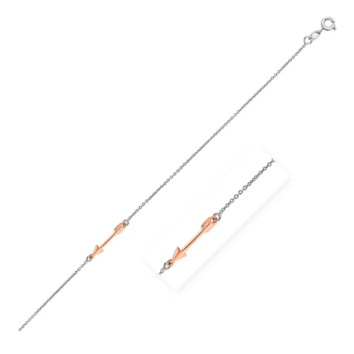 Sterling Silver Anklet with Rose Toned Arrow - Image 12