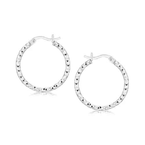 Sterling Silver Rhodium Plated Woven Hoop Earrings | Elegant & Sparkly Jewelry