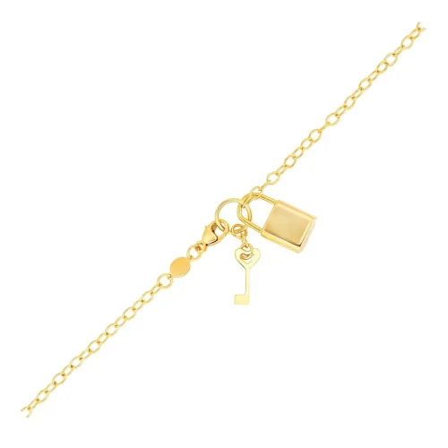 Exquisite 14K Yellow Gold Bracelet with Lock and Key - 7.5" - Timeless Gift