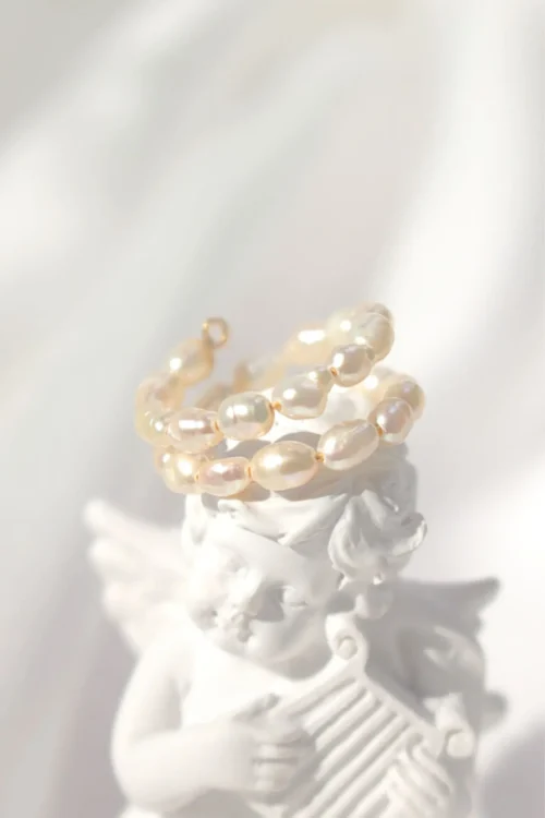 18K Freshwater Pearls Spiral Adjustable Ring