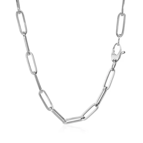 Elegant 14k White Gold Bold Paperclip Chain - 4.2 mm Width | Luxurious Jewelry - Image 28