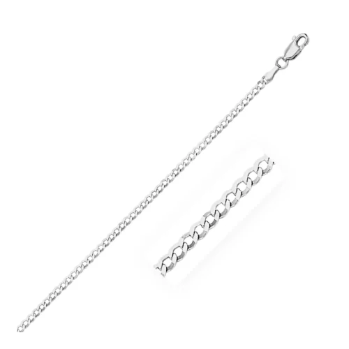 2.6mm 14k White Gold Solid Curb Chain - Image 13