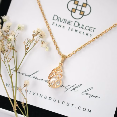 "Malena" | 24K CZ Tear Drop Cage Necklace