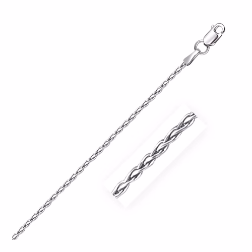 Sterling Silver Rhodium Plated Wheat Chain 1.5mm - Elegant & Durable Jewelry