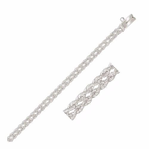 3.0 mm 14k White Gold Two Row Rope Bracelet - Elegant, Durable & Secure - Image 2