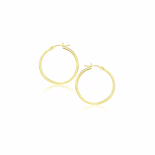 14k Yellow Gold Polished Hoop Earrings (20 mm) - Elegant and Timeless