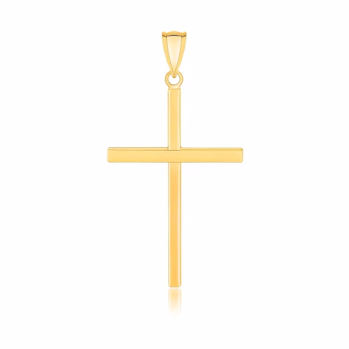 14k Yellow Gold Polished Flat Cross Pendant - Timeless Elegance in Fine Jewelry