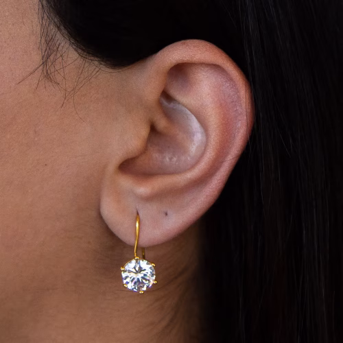 Elegant Golden Sparkle Drops Timeless Faux Diamond Earrings - Image 6