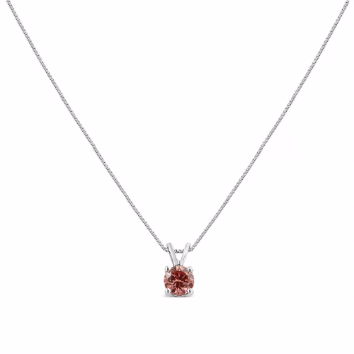 10K White Gold 1/4 Cttw Round Brilliant Cut Lab Grown Diamond 4-Prong Solitaire Pendant Necklace - Image 4