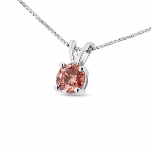 10K White Gold 1/4 Cttw Round Brilliant Cut Lab Grown Diamond 4-Prong Solitaire Pendant Necklace - Image 6