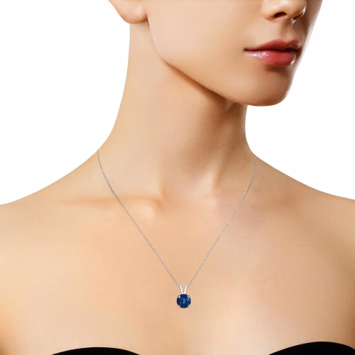 10K White Gold 1/4 Cttw Round Brilliant Cut Lab Grown Diamond 4-Prong Solitaire Pendant Necklace - Image 10