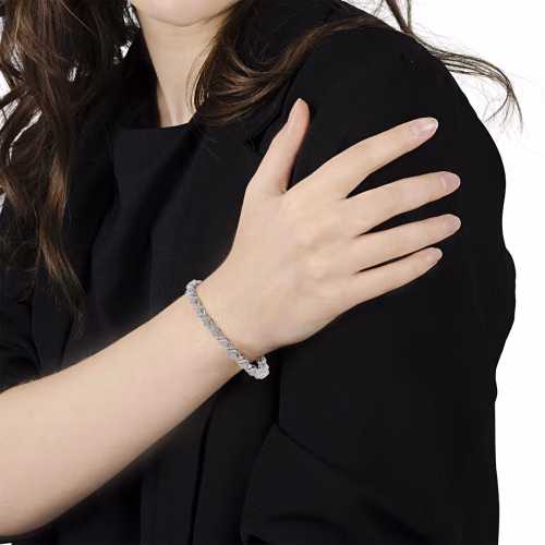 Elegant Sterling Silver Diamond Cluster Link Bracelet - 1 Carat Total Weight, I-J Color, I2-I3 Clarity - Image 6
