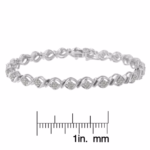 Elegant Sterling Silver Diamond Cluster Link Bracelet - 1 Carat Total Weight, I-J Color, I2-I3 Clarity - Image 7