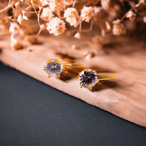 Elegant Golden Sparkle Drops Timeless Faux Diamond Earrings