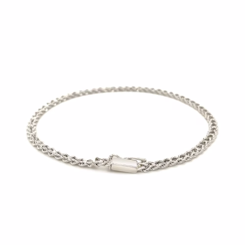 3.0 mm 14k White Gold Two Row Rope Bracelet - Elegant, Durable & Secure