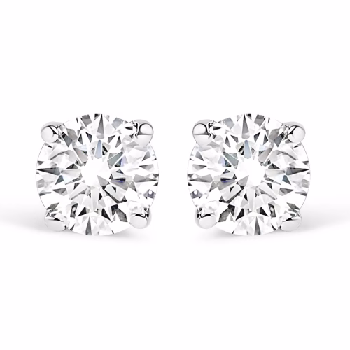 14K Gold 1/2 Cttw Round Lab Grown Diamond Solitaire Stud Earrings - Image 3